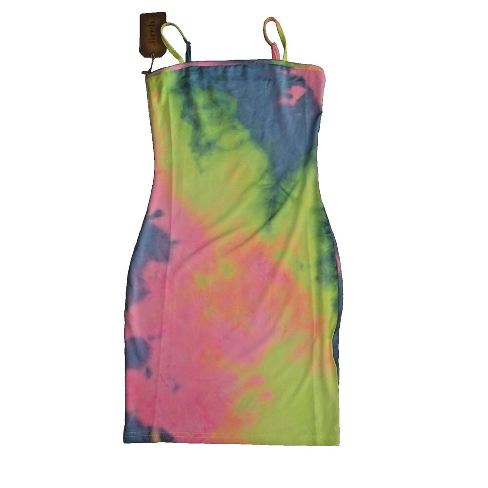 Juniors Small Sundress New with Tags Boho Bodycon Tie Dye Retro Resort